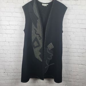 Beppa Wool Vest. Wearable Art Women's M Black and Gray.